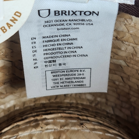 BRIXTON Leigh Straw Fedora Hat Extra Small 6 3/4 Adjustable Timeless UV 50 - Picture 8 of 11